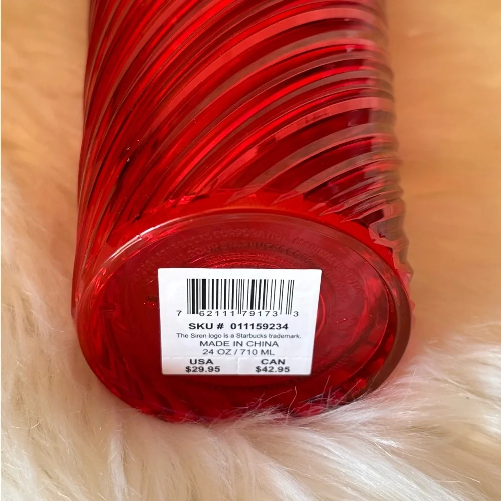 Starbucks Christmas 2024 Red Swirl Stripe Venti Tumbler 24oz Cold Cup Winter New